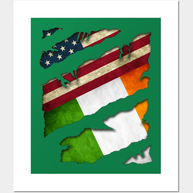 State Patty's Day Shirt - American Flag Irish Flag Wall Art by sheepmerch